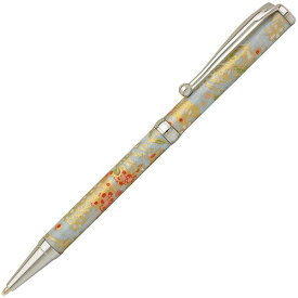 【ポイント20倍】日本製 ハンドメイド ボールペン/文房具 【金箔・梅 水色】 クロスタイプ 芯：0.7mm 美濃和紙 友禅紙 文具 オフィス用品