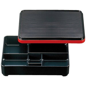 【ポイント20倍】8.5寸 長手舞子弁当/和食器 【黒渕朱 A】 257×203×63mm 日本製 〔和食 レストラン 居酒屋 店舗 お店〕【代引不可】