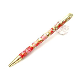 【ポイント20倍】日本製 ハンドメイド ボールペン/文房具 【梅と流水 桃色】 クロスタイプ 芯：0.7mm 美濃和紙 友禅紙 文具 オフィス用品