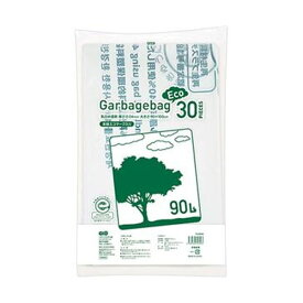 【ポイント20倍】（まとめ）TANOSEE リサイクルポリ袋（エコデザイン）乳白半透明 90L 1パック（30枚）【×10セット】