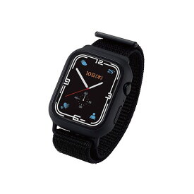 【ポイント20倍】エレコム Apple Watch45mm用フルカバーケース ファブリックバンド一体型 ブラック AW-21ABCFBBK
