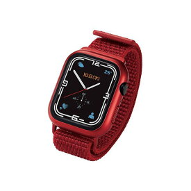 【ポイント20倍】エレコム Apple Watch45mm用フルカバーケース ファブリックバンド一体型 レッド AW-21ABCFBRD