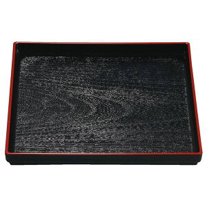 【クーポン配布中】尺2 正角木目盆/トレー 【黒天朱】 367mm×367mm×25mm 日本製 〔和食 レストラン 居酒屋 店舗 お店〕【代引不可】