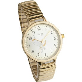 【ポイント20倍】[千鶴] 腕時計 3針 猫デザイン 伸縮ジャバラベルト CDW001-002 ゴールド