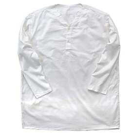 【ポイント20倍】ロシア軍放出 スリーピングシャツ サマーヘンリーネック ホワイト デッドストック 未使用 《46（M～L相当）》