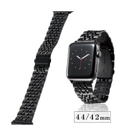 【スーパーSALEでポイント最大46倍】エレコム Apple Watch 44mm/ステンレスバンド/7連/ブラック AW-44BDSS7BK