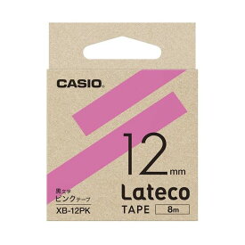 【マラソンでポイント最大46倍】（まとめ）カシオ計算機 ラテコ専用テープXB-12PK ピンクに黒文字（×30セット）