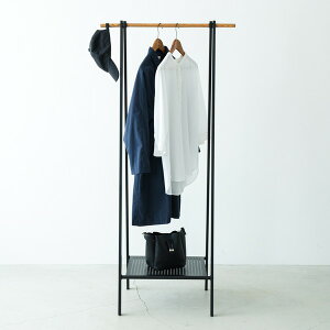 【クーポン配布中】【2個セット】棚付木目柄ハンガーラック(ブラック/黒) 幅70cm×奥行44.5cm コートハンガー/スリム/折りたたみ/モダン/収納/洋服掛け/おしゃれ/収納棚付き/衣類収納/省スペー