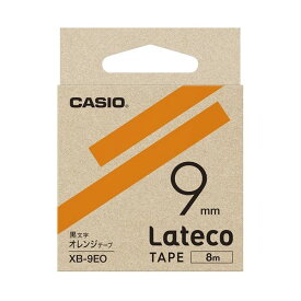 【ポイント20倍】（まとめ）カシオ計算機 ラテコ専用テープXB-9EO オレンジに黒文字（×30セット）