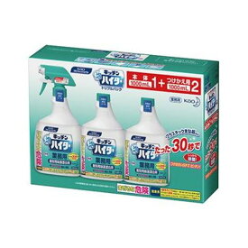 【ポイント20倍】（まとめ）花王 キッチンハイター トリプルパック業務用本体1000ml×1+業務用付替1000ml×2本 1セット【×10セット】