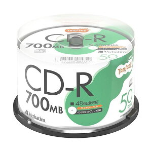 【クーポン配布中】(まとめ) TANOSEE バーベイタム データ用CD-R 700MB 48倍速 ホワイトワイドプリンタブル スピンドルケース SR80FPW50T2 1パック(50枚) 【×3セット】