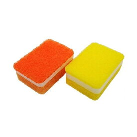 【クーポン配布中&スーパーSALE対象】(まとめ) ミニスポンジ/キッチンスポンジ 【オレンジ・イエロー 2個入り】 抗菌 キッチン用品 『泡キュット』 【200個セット】