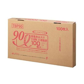【ポイント20倍】（まとめ）ジャパックス 容量表示入りゴミ袋ピンクリボンモデル 乳白半透明 90L BOXタイプ TBP90 1箱（100枚）【×5セット】