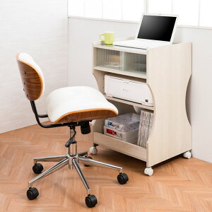 移動ができるステンレストップのスタイリッシュなパソコンデスクワゴン 幅50 キャスター付 木製 棚付き 机 コンパクト テレワーク ミニデスク パソコンデスク ワークデスク PC