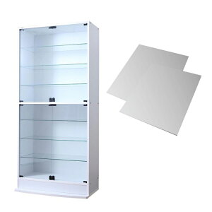 【クーポン配布中】コレクションラック WIDE ハイタイプ 奥行29cm+背面ミラー2枚セット ワイド 本体 両開きタイプ 高さ180 コレクションケース 棚 ディスプレイラック フィギュアケース 収納ラ