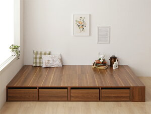 【クーポン配布中】お客様組立 シェルフ棚付き 引出収納付きベッドとしても使える フローリング調デザイン小上がり ひだまり シングルサイズ シングルベッド シングルベット 収納付き 引