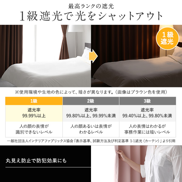 1級遮光 防炎 ドレープカーテン/遮光カーテン 洗える 無地 日本製 