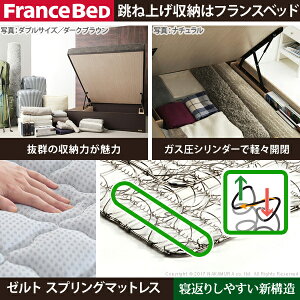 フランスベッドシングル国産収納跳ね上げ式縦開き省スペースマットレス付きベッド木製ゼルトスプリングマットレスグリフィン