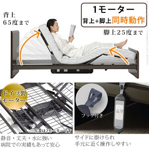 電動リクライニングベッド〔ジョエル〕セミダブルサイズ1モーター片面タイプマットレス+サイドレールセット
