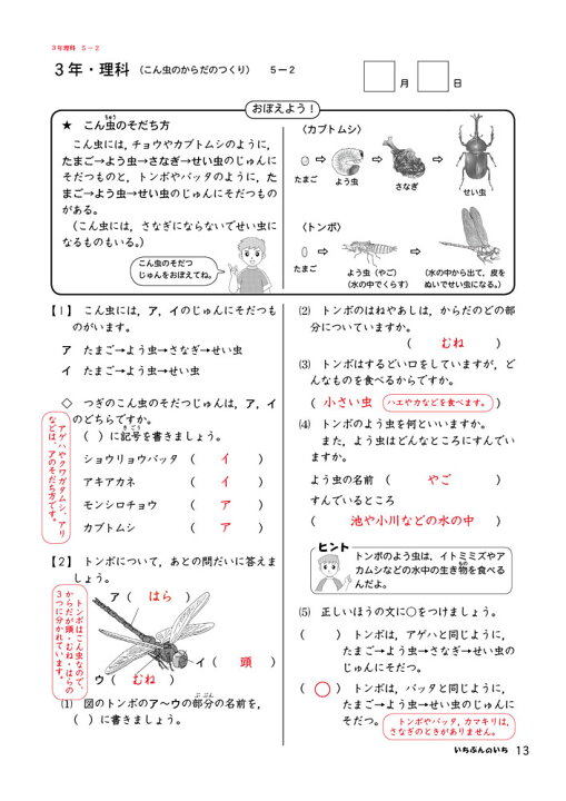 楽天市場 おうちで勉強 家庭学習教材いちぶんのいち別冊小学理科３年生 まとめて１年分 いちぶんのいち ももも倶楽部