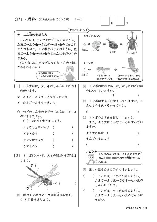 楽天市場 おうちで勉強 家庭学習教材いちぶんのいち別冊小学理科３年生 まとめて１年分 いちぶんのいち ももも倶楽部