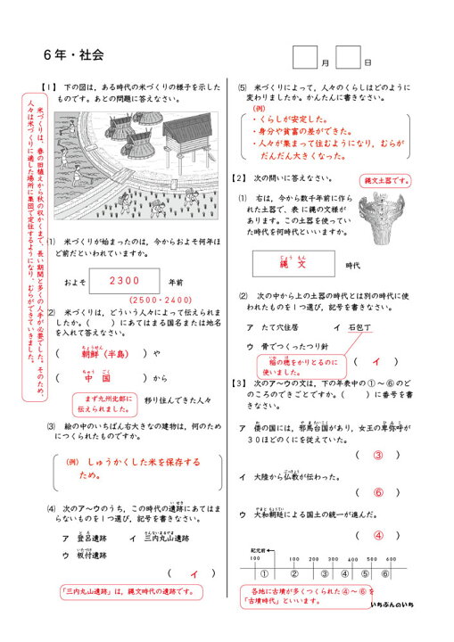 楽天市場 おうちで勉強 家庭学習教材いちぶんのいち別冊小学社会６年生 まとめて１年分 いちぶんのいち ももも倶楽部