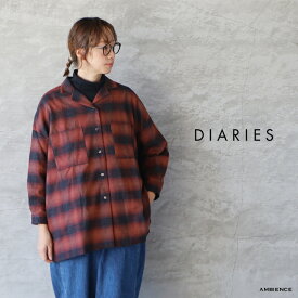 【SALE セール 20%OFF】DIARIES ダイアリーズフランネルコットンチェックワイドシャツジャケットゆうパック発送 レッド 日本製 c-b