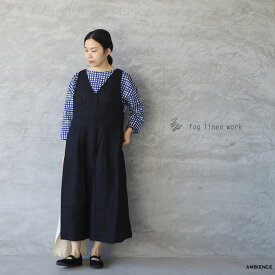 fog linen work フォグリネンワークタイスオーバードレス ブラックワンピース 24春夏 ブラック オケージョン フォーマル ゆうパック発送