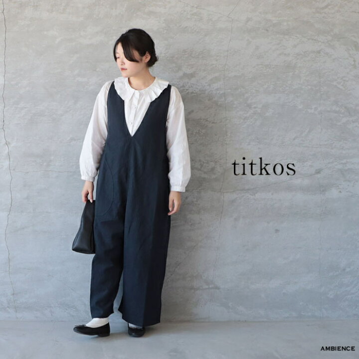 楽天市場】Titkos ティトコシュリネンサロペット ネイビー Mサイズ日本 