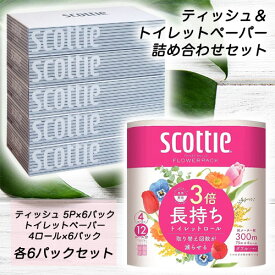 期間限定 割引 大特価【法人・企業様限定販売】 ティッシュペーパー ＆ トイレットペーパー 詰め合わせセット ( スコッティ (scottie) ティッシュペーパー ＆ フラワーパック 3倍長持ち ) 送料無料 70022