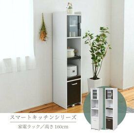 すきま 隙間収納 キッチン ミニ 食器棚 キッチン家電収納 家電ラック 家電収納棚 コンパクト 収納 スリム ラック 棚 幅30 高さ 160 扉付 キッチンラック