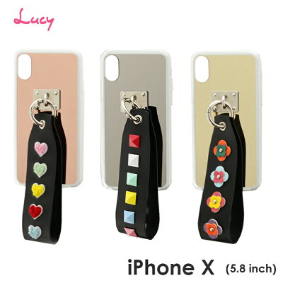 iPhoneX【Lucy】デカベルトチャーム付ミラーハイブリットケース