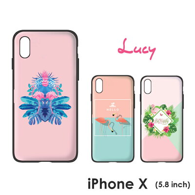 iPhoneX【Lucy】ミラー付カード収納ハイブリットケース