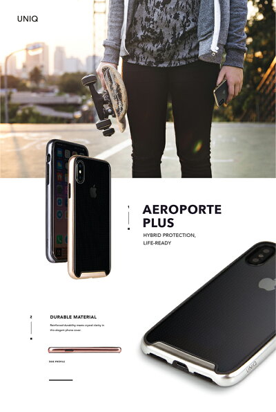 iPhoneX【Uniq】シェル型ケース/メタルバンパーシェルケース/耐衝撃/AeroportePlus