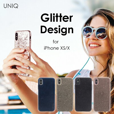 iPhoneX【Uniq】グリッターハイブリットシェルケース/グリッター/Topaz