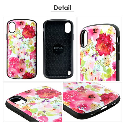 iPhoneXR耐衝撃ハイブリッドケース「PALLETDesign」フラワー花柄