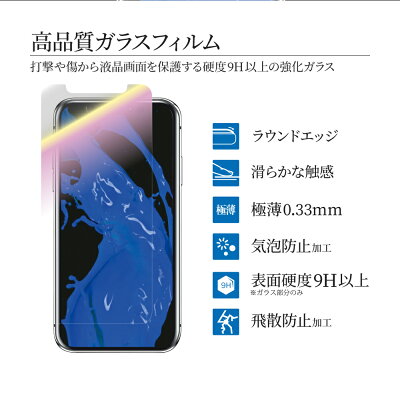 iPhoneXSMaxガラスフィルム「GLASSPREMIUMFILM」スタンダードサイズ高光沢/ブルーライトカット/0.33mm