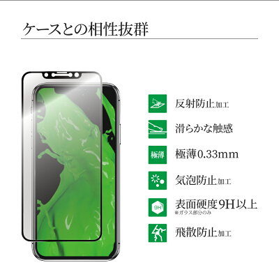 iPhoneXSMaxガラスフィルム「GLASSPREMIUMFILM」平面オールガラスブラック/高光沢/マット・反射防止/0.33mm