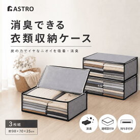 【店内最大20%OFFクーポン】衣類収納袋 衣類収納 衣類 収納ケース 収納ボックス 収納袋 活性炭消臭 グレー 3枚組 不織布 透明窓 折りたたみ 積み重ね 衣類 洋服 衣装 タオル 小物 下着 衣装 コスプレ クローゼット 押入れ ベッド下 アストロ 171-01