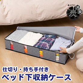 衣類収納袋 衣類収納 ベッド下収納 衣類 収納ケース 収納ボックス 収納袋 活性炭消臭 グレー 不織布 ほこり除け 汚れ防止 持ち手 仕切り付き 洋服 タオル 小物 下着 衣装 コスプレ クローゼット 押入れ ベッド下 アストロ 171-44