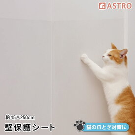壁保護シート クリア 約45×250cm 壁紙保護シール 爪とぎ防止シート 猫 ネコ 壁面 ひっかき キズ 汚れ防止 しっかり密着 はがせる シールタイプ 賃貸OK 半透明 目立ちにくい 落書き防止 水はね 油はね対策 お掃除簡単 はっ水 防水 防汚 アストロ 730-66