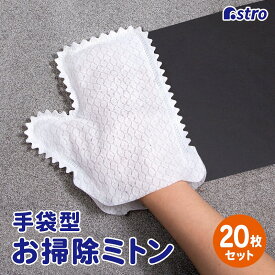 【店内最大20%OFFクーポン配布中5/20限定】【店内全品P10倍5/20迄】使い捨て 掃除用手袋 20枚組 フリーサイズ ホワイト お掃除クロス ホコリキャッチ 左右兼用 両面 清潔 衛生的 アストロ 822-10