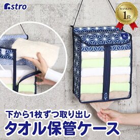 【楽天1位】タオルストッカー タオル 収納 ストッカー 壁掛け ネイビー 麻の葉柄 前面ファスナー 下から取り出せる 下から 取り出し タオル 保管ケース 吊り下げ収納 ボックスティッシュ シンプル おしゃれ キッチン 洗面所 脱衣所 アストロ 821-81