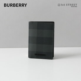 【4/25限定！2人に1人が当選★エントリーで最大100％ポイントバック】バーバリー BURBERRY カードケース ダークグレー フラップ チェック 名刺入れ ビジネス おしゃれ ブランド 高級 8070195 MS BATEMAN BRT A1208 CHARCOAL ユニセックス メンズ レディース