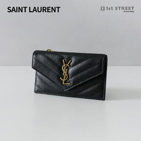 サンローラン SAINT LAURENT フラグメントケース カードケース フロントフラップ付き レディース モノグラム ブラック 612808 BOW01 1000