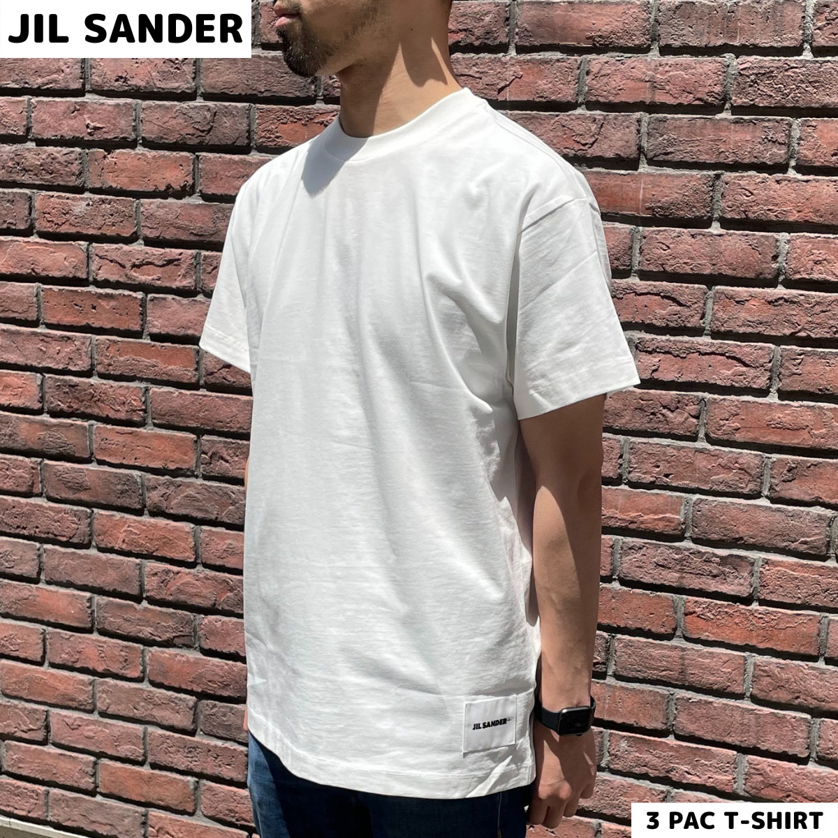 あす楽対応！ ジルサンダー JIL SANDER メンズTシャツ 3枚パック ラウンドネック 半袖 ロゴ オーガニックコットン ホワイト メンズ 706530 MT248808 100