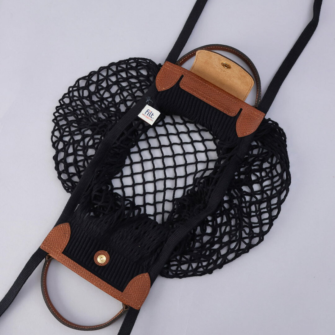 ロンシャン LONGCHAMP ハンドバッグ Lサイズ バッグ ショルダーバッグ ネットバッグ メッシュバッグ プリアージュ フィレ ブラック エクリュ ロンシャンバッグ LE PLIAGE FILET 10121 HVH レディース【RSL】 - メイン画像 6
