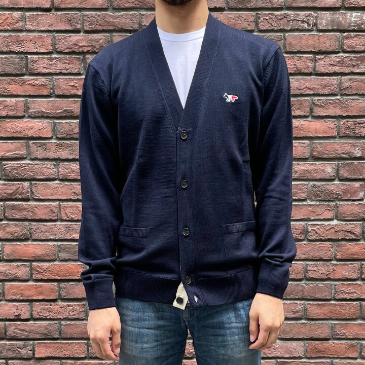 楽天市場 メゾンキツネ Maison Kitsune カーディガン ニットカーデ トリコロールフォックス ウール Tricolor Fox Patch Classic Cardigan ネイビー Navy メンズ Fukt1036 1st Street