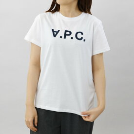 【4/25限定！2人に1人が当選★エントリーで最大100％ポイントバック】アーペーセー A.P.C. レディースTシャツ クルーネック トップス 半袖 ロゴ シンプル カジュアル レディース ホワイト/ネイビーロゴ IAK DARK NAVY F26588 COBQX