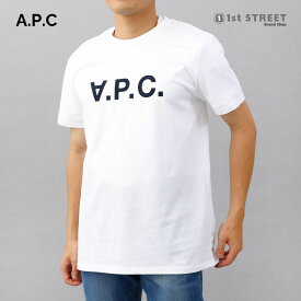 アーペーセー A.P.C. メンズTシャツ クルーネック トップス 半袖 ロゴ シンプル カジュアル メンズ ホワイト/ネイビーロゴ IAK DARK NAVY H26586 COBQX